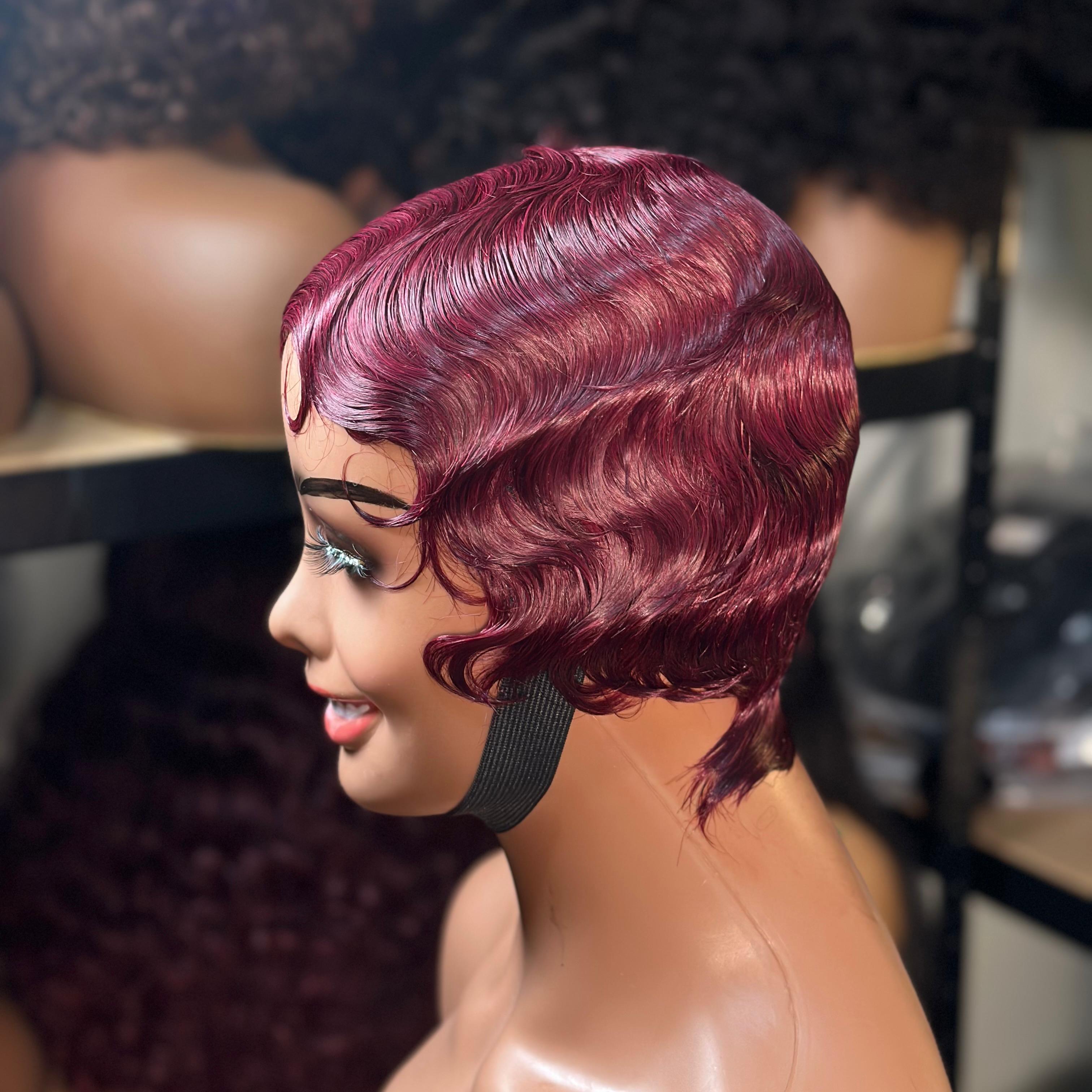 Burgundy finger wave